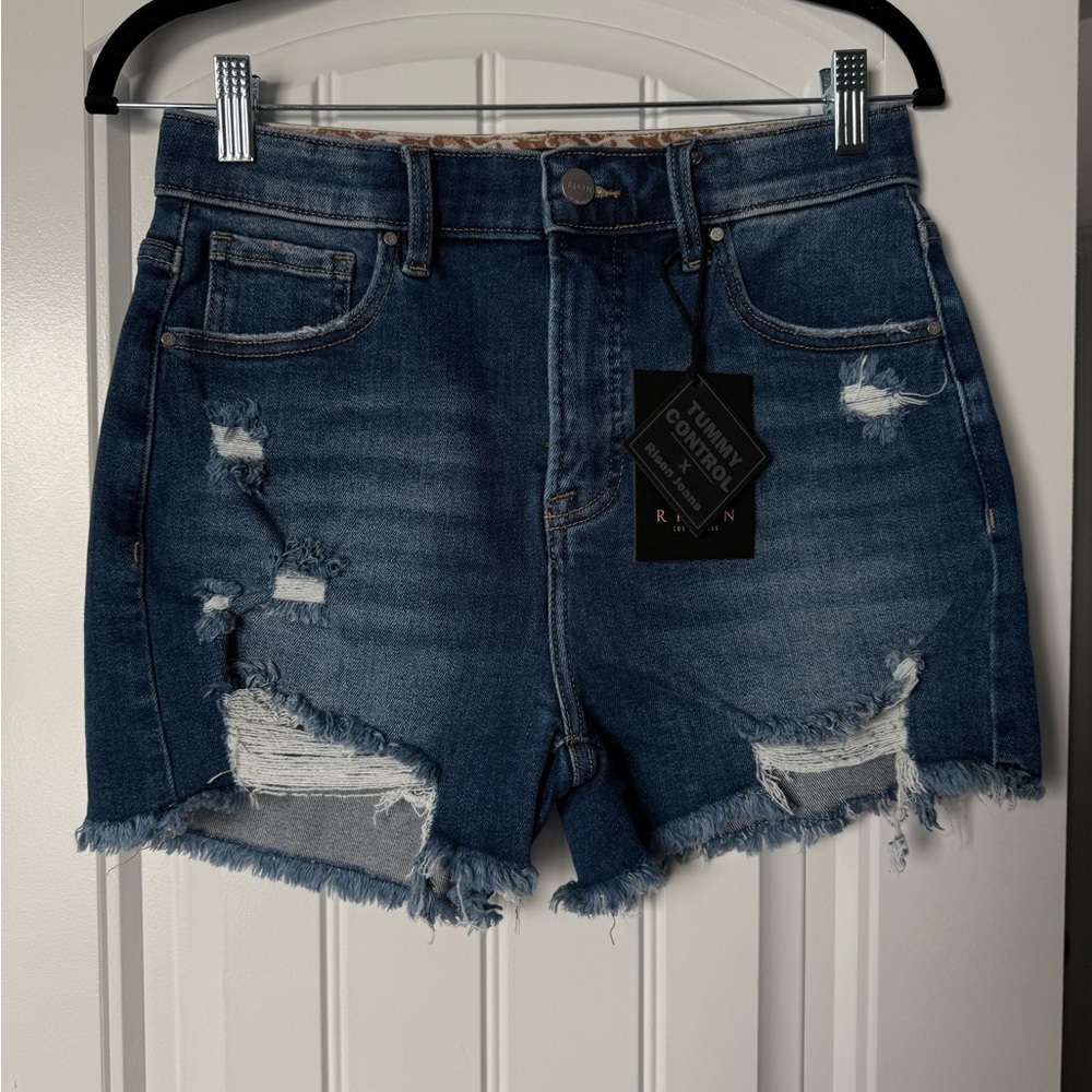 Risen Distressed Jean Shorts for Women with Tummy Control